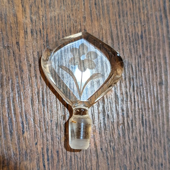 Vintage Cristallerie Oberursel Lead Crystal Etched Floral Perfume Glass Bottle - Picture 8 of 11